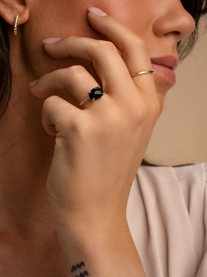 Twist Ring Onyx | 9 karaat