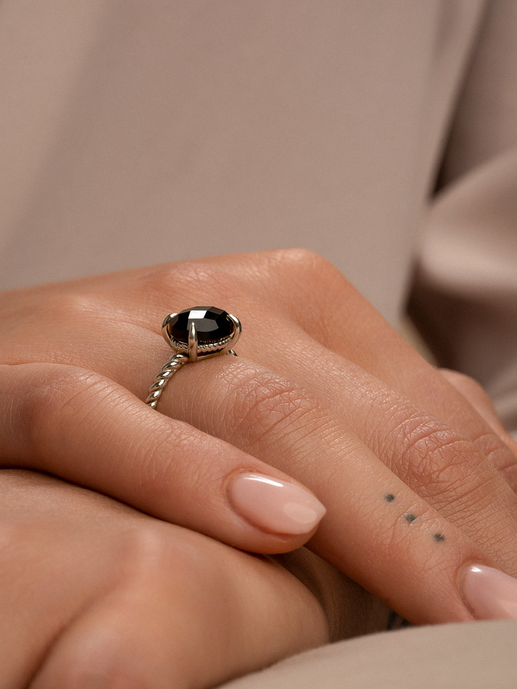 Twist Ring Onyx - Zilver